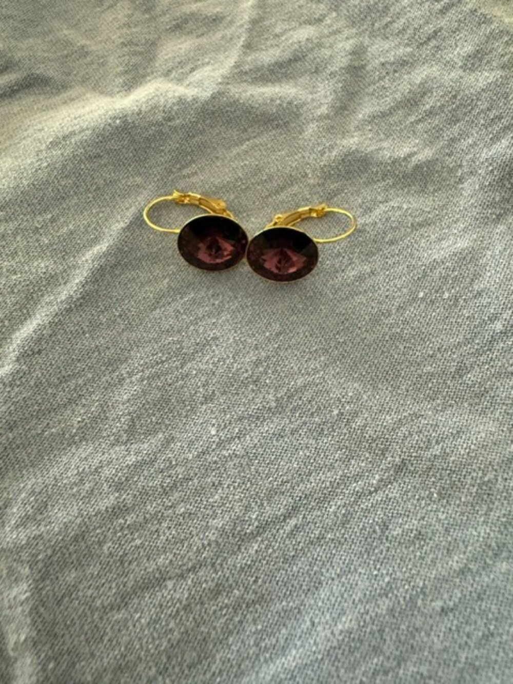 Amethyst Rivoli dark purple pierced earrings